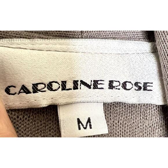 Caroline Rose Open Front Sweater Women's Size Medium Grey Pockets Long Midi Text - Picture 3 of 5